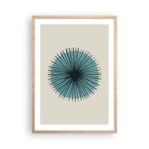 Een poster in een licht eiken lijst - Stralend in het blauw - 50x70 cm