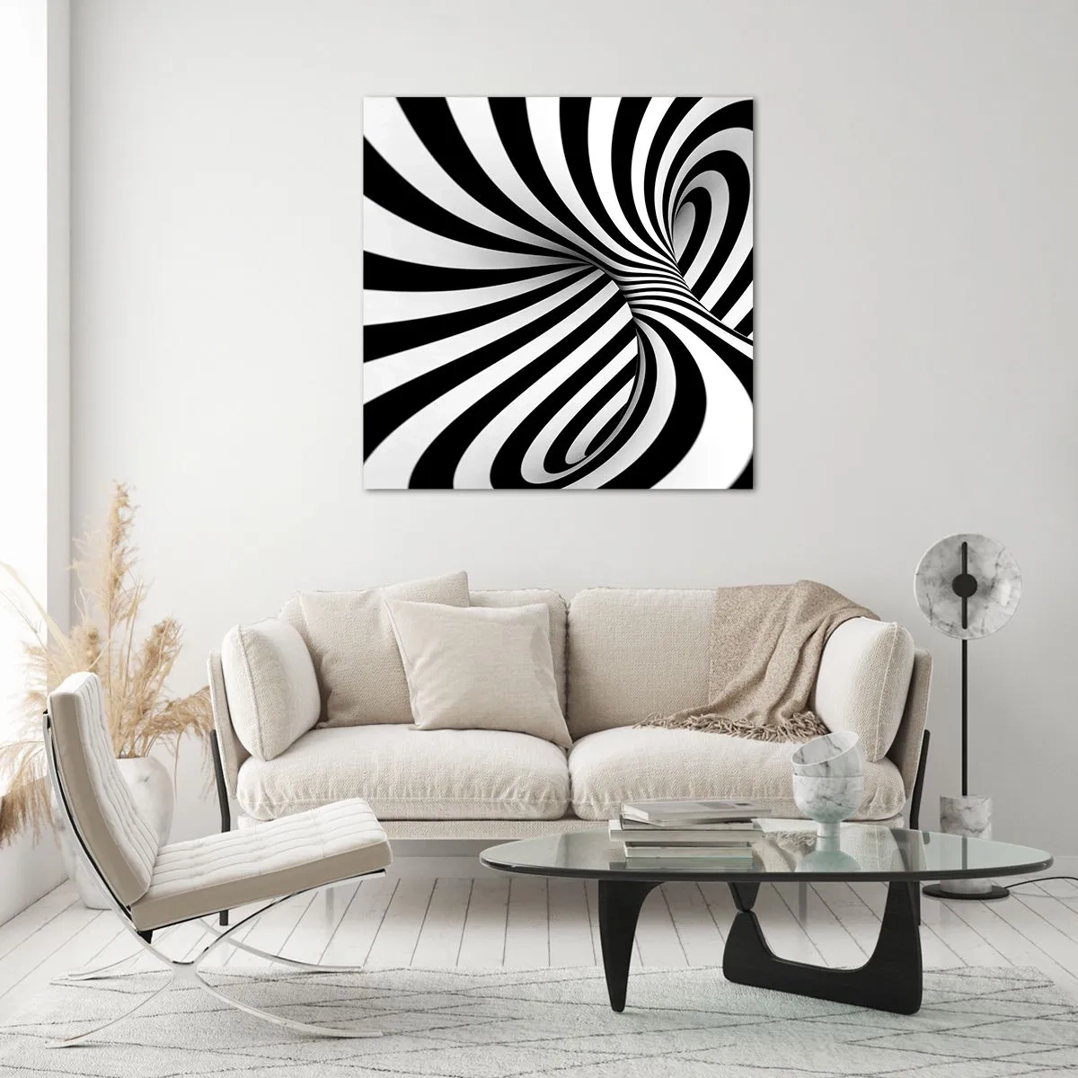 Schilderen op glas - Compositie: dansende ruimte - 70x70 cm