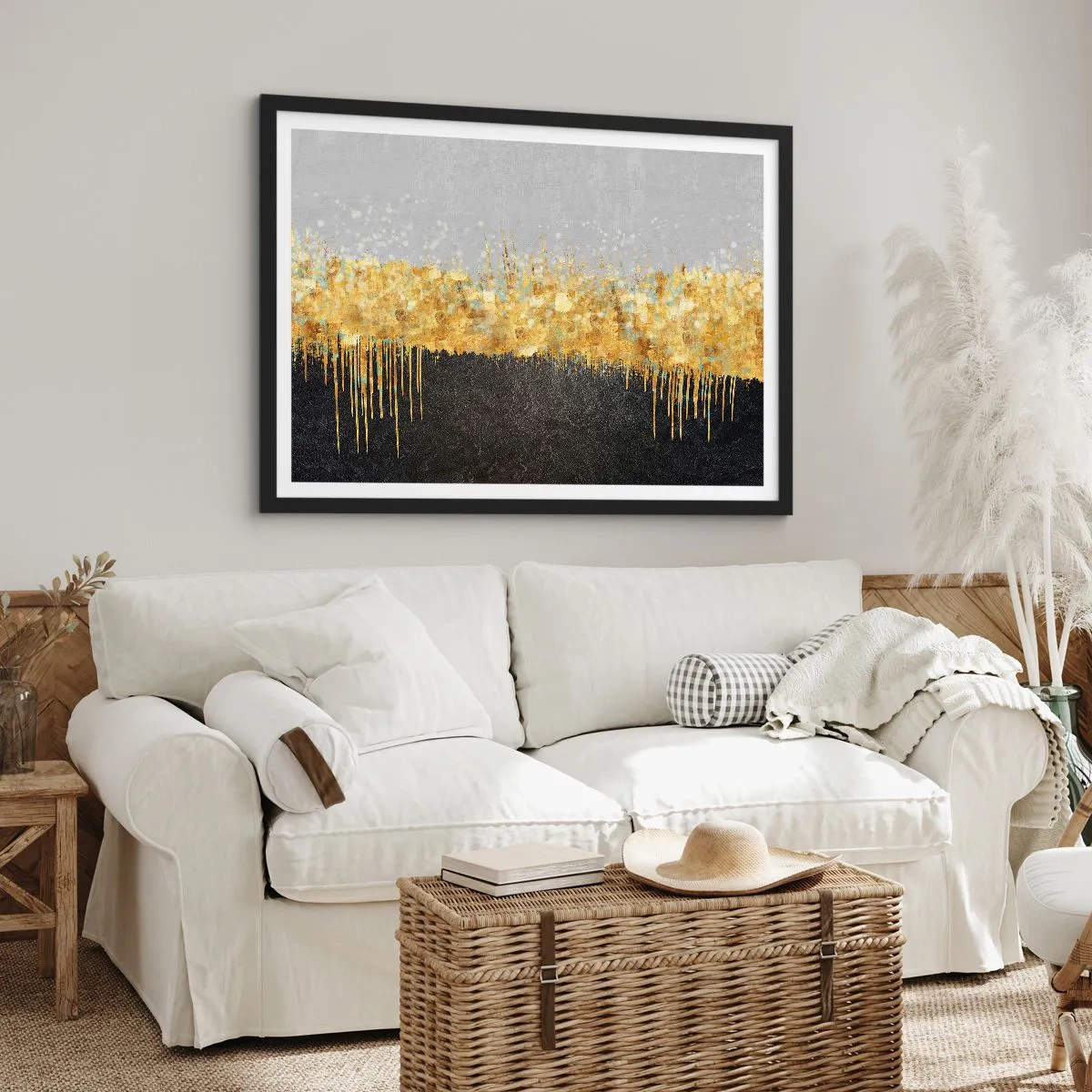 Poster in een zwarte lijst - Naar binnen en naar boven - 100x70 cm