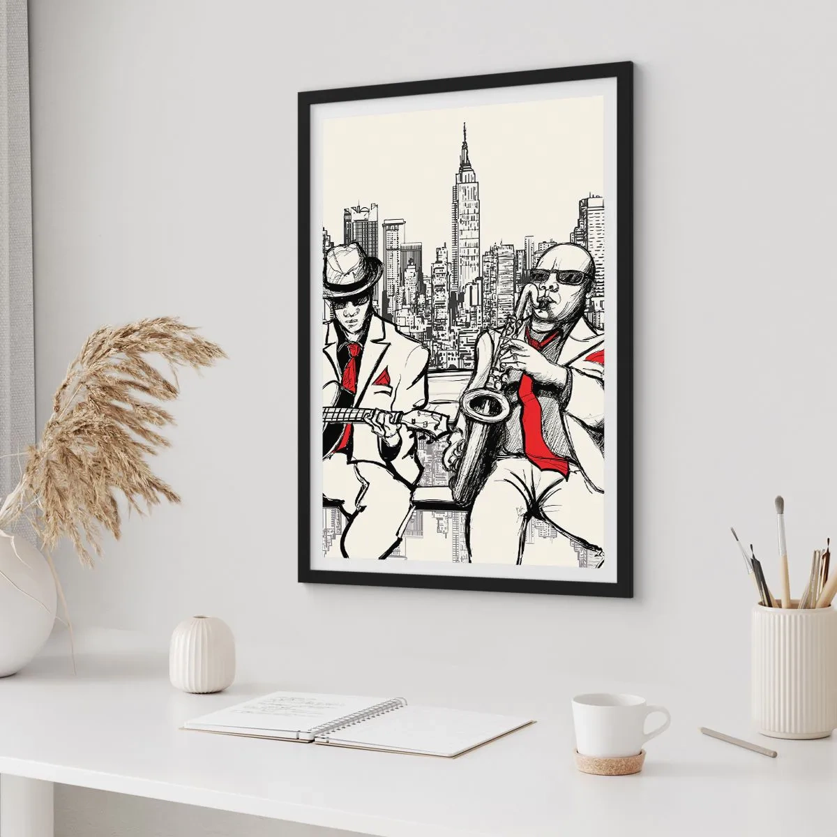 Poster in een zwarte lijst - Improvisatie van New York - 30x40 cm