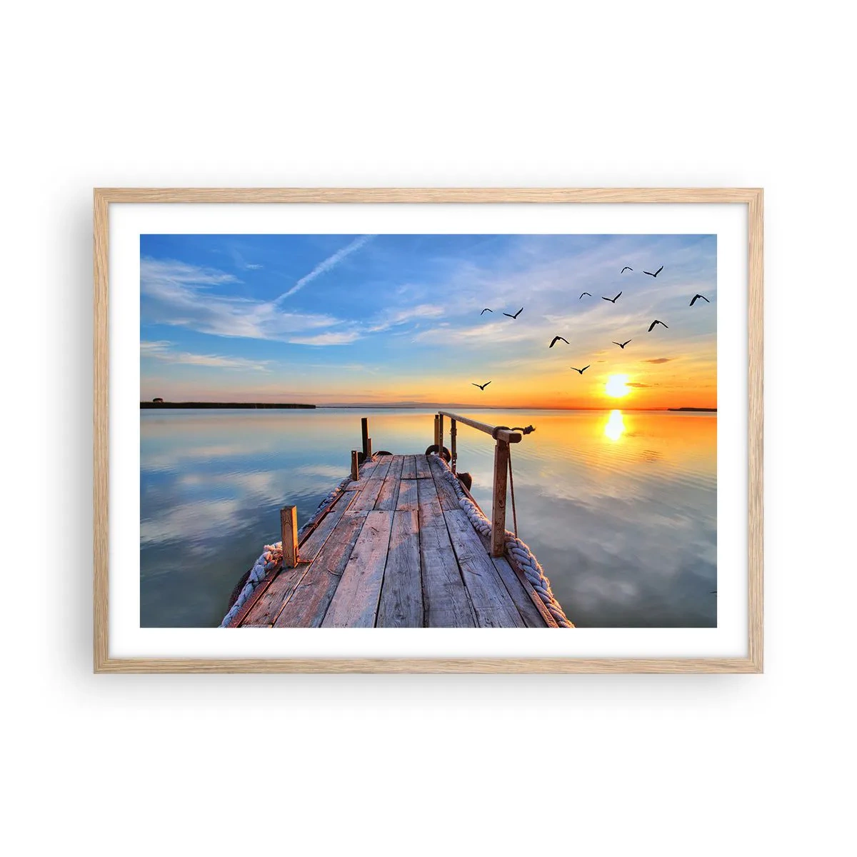 Een poster in een licht eiken lijst - Loop recht naar de zon - 70x50 cm