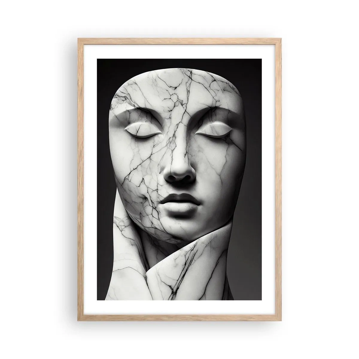 Een poster in een licht eiken lijst - Marmeren vormen - 50x70 cm