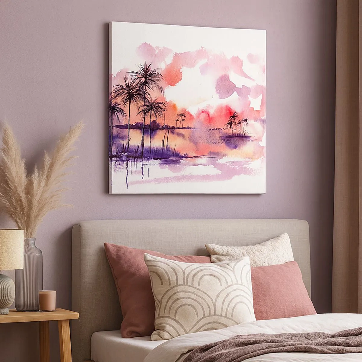 Schilderen op canvas - De rust van de tropen in het rood - 30x30 cm