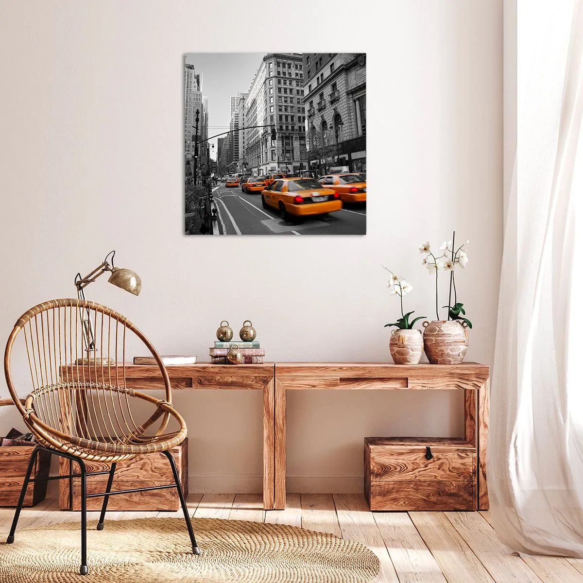 Schilderen op canvas - De zonnen van grote steden - 60x60 cm