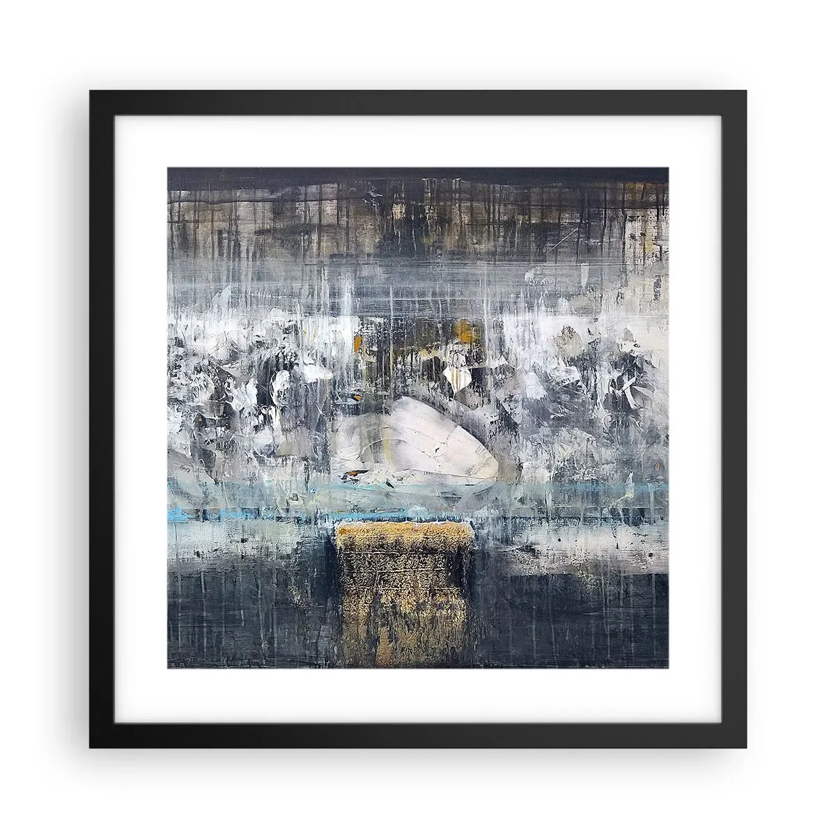 Poster in een zwarte lijst - Als op ijs, als zo moeizaam - 40x40 cm