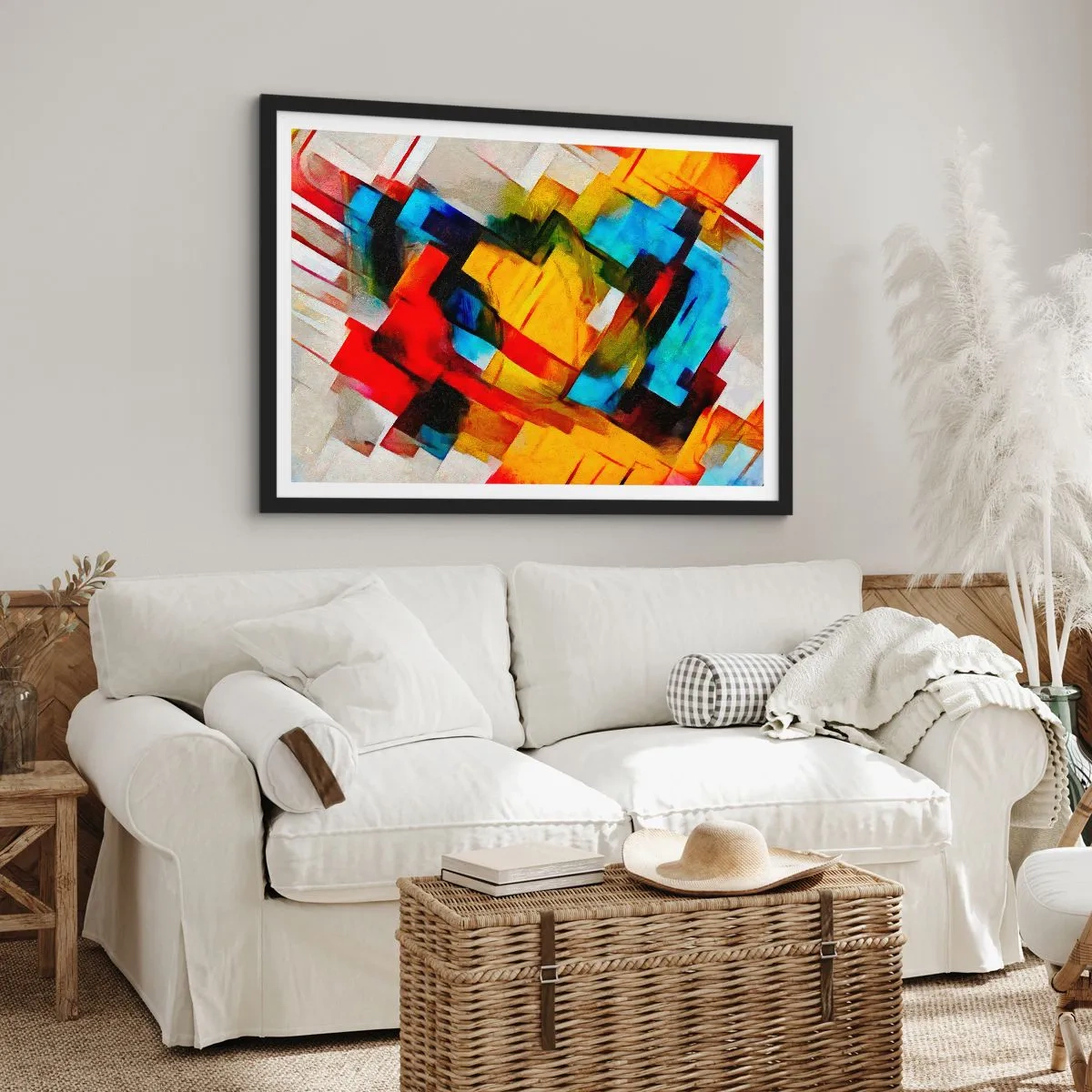 Poster in een zwarte lijst - Een veelkleurig lagen koekje - 40x30 cm
