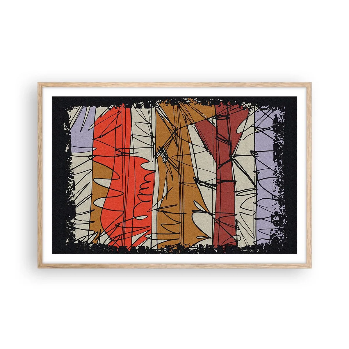 Een poster in een licht eiken lijst - Spontane compositie - 91x61 cm