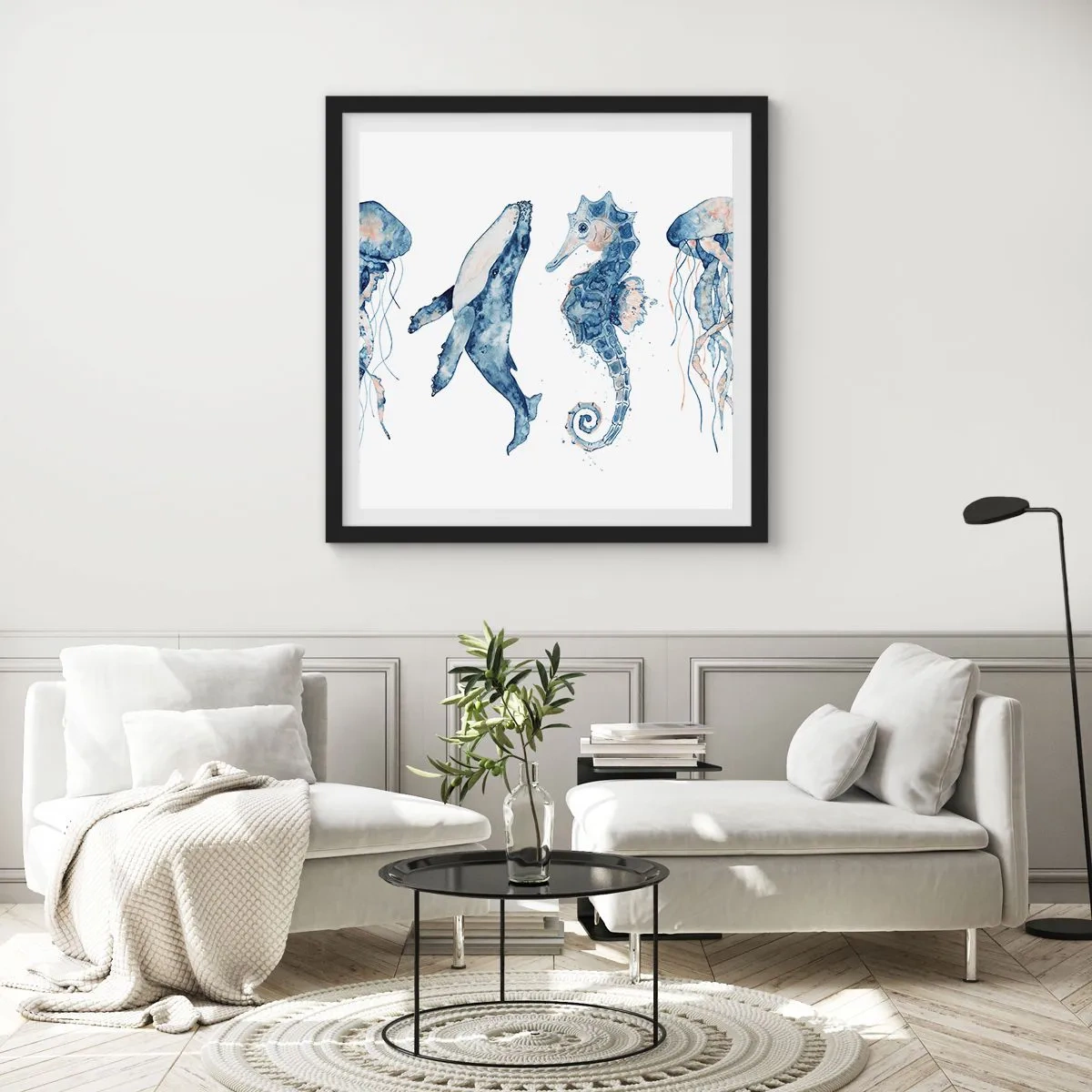 Poster in een zwarte lijst - Zee wonderen - 30x30 cm