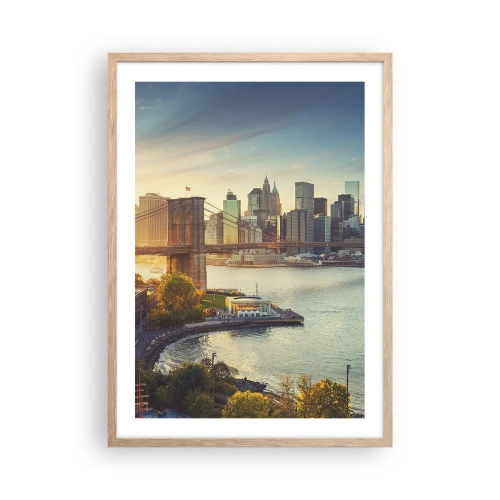 Een poster in een licht eiken lijst - Dageraad in de grote stad - 50x70 cm