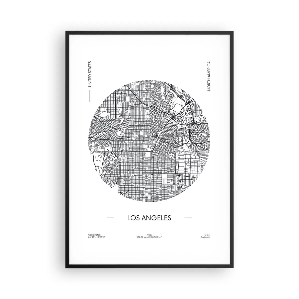 Poster in een zwarte lijst - Anatomie van Los Angeles - 70x100 cm