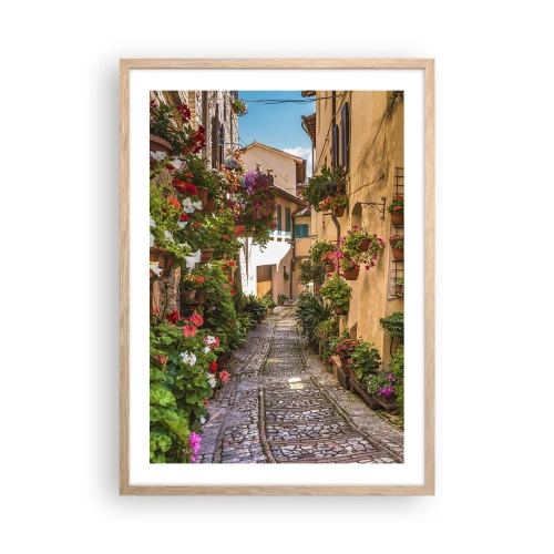 Een poster in een licht eiken lijst - Italiaans zijstraatje - 50x70 cm