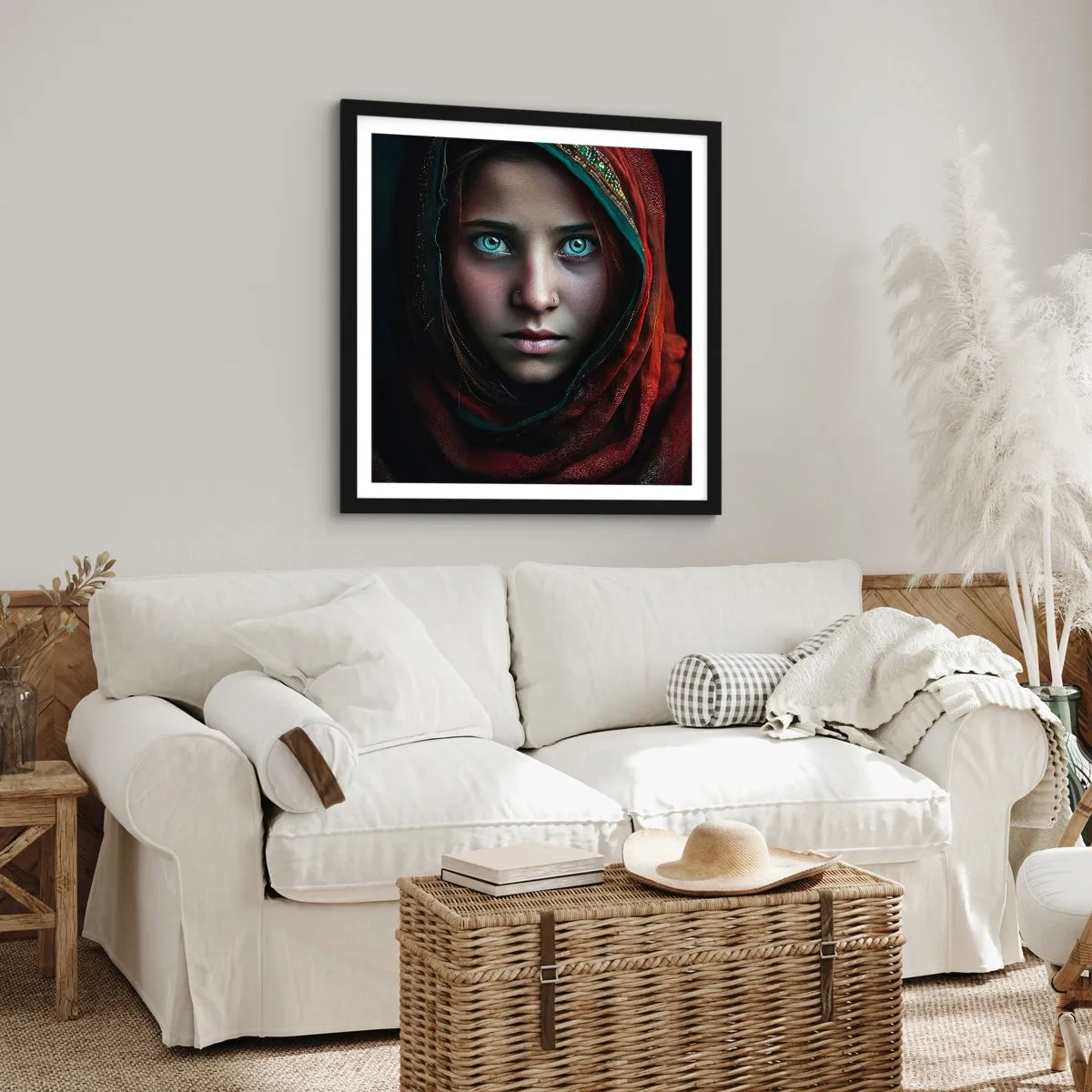 Poster in een zwarte lijst - Oosterse prinses - 40x40 cm
