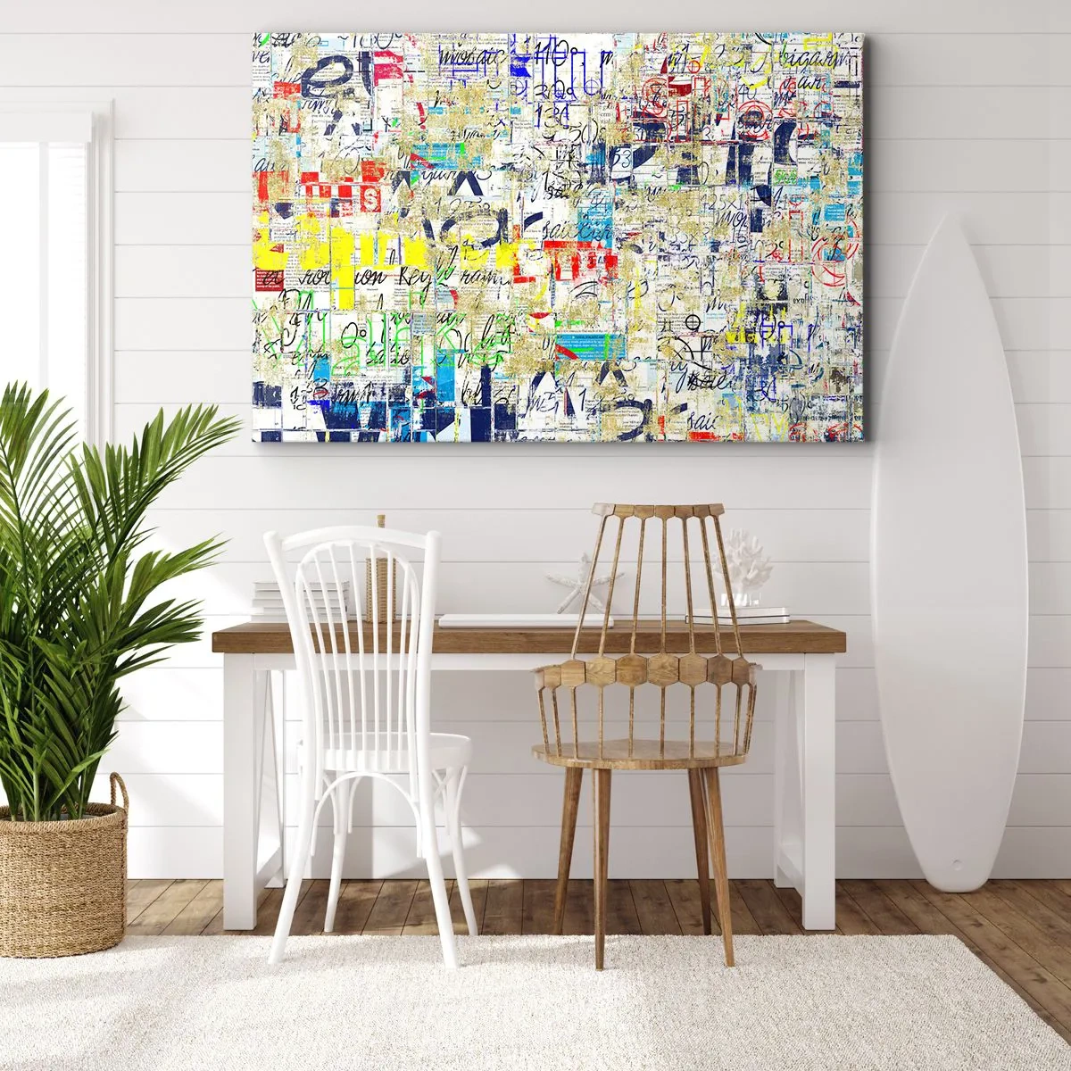 Schilderen op canvas - Abstracte graffiti met kleurrijke inscripties en patronen - 70x50cm - Het is gewoon een lust voor het oog - Moderne wanddecoratie voor woonkamer en slaapkamer ARTTOR