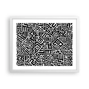 Poster in een witte lijst - Pre-Columbiaanse compositie - 50x40 cm