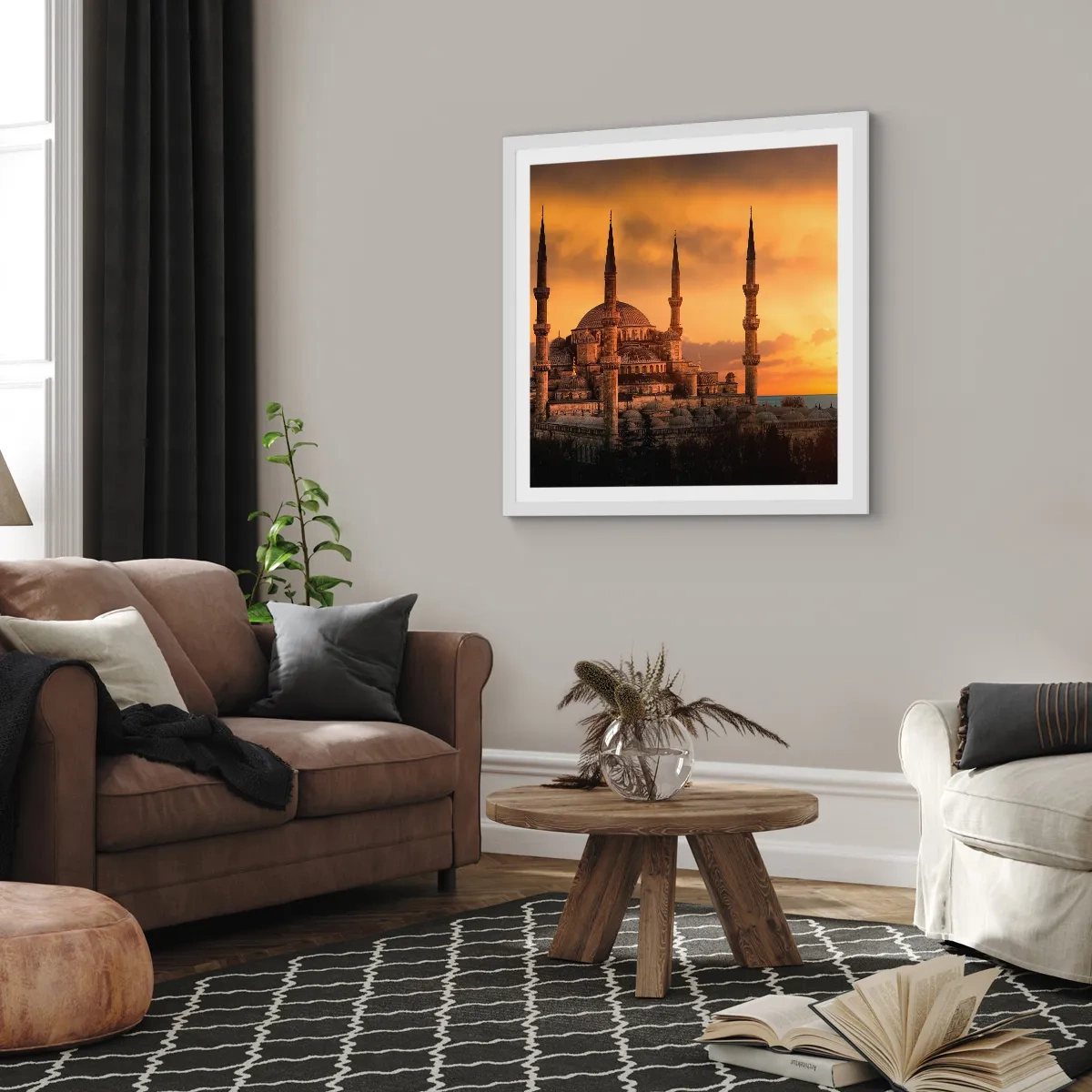 Poster in een witte lijst - God is geweldig - 30x30 cm