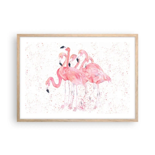 Een poster in een licht eiken lijst - Roze ensemble - 70x50 cm