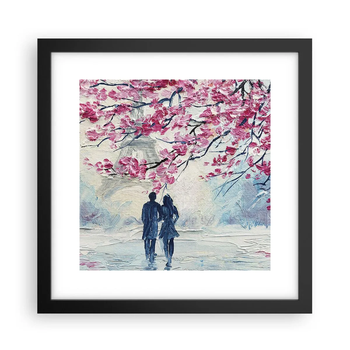 Poster in een zwarte lijst - Een romantische wandeling - 30x30 cm