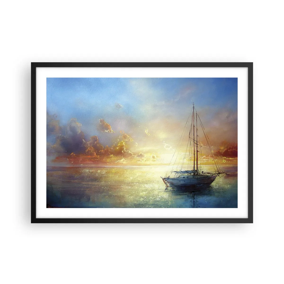 Poster in een zwarte lijst - In een gouden baai - 70x50 cm