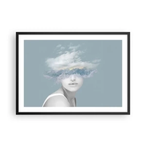 Poster in een zwarte lijst - Met hoofd in de wolken - 70x50 cm