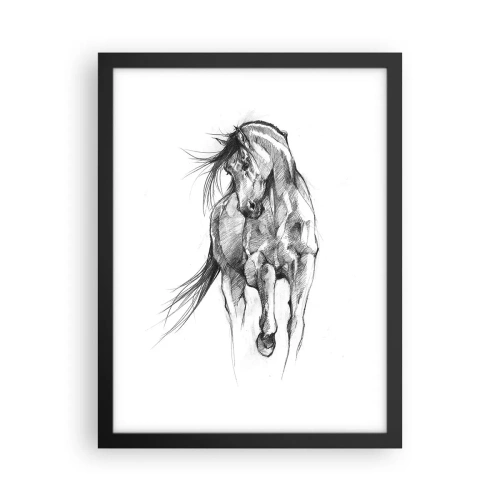Poster in een zwarte lijst - In een sierlijke draf - 30x40 cm