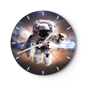 Wandklok - Klok - Een astronaut die in de ruimte zweeft - 30x30cm - Groeten vanuit de ruimte - Moderne wanddecoratie voor woonkamer, keuken en slaapkamer ARTTOR