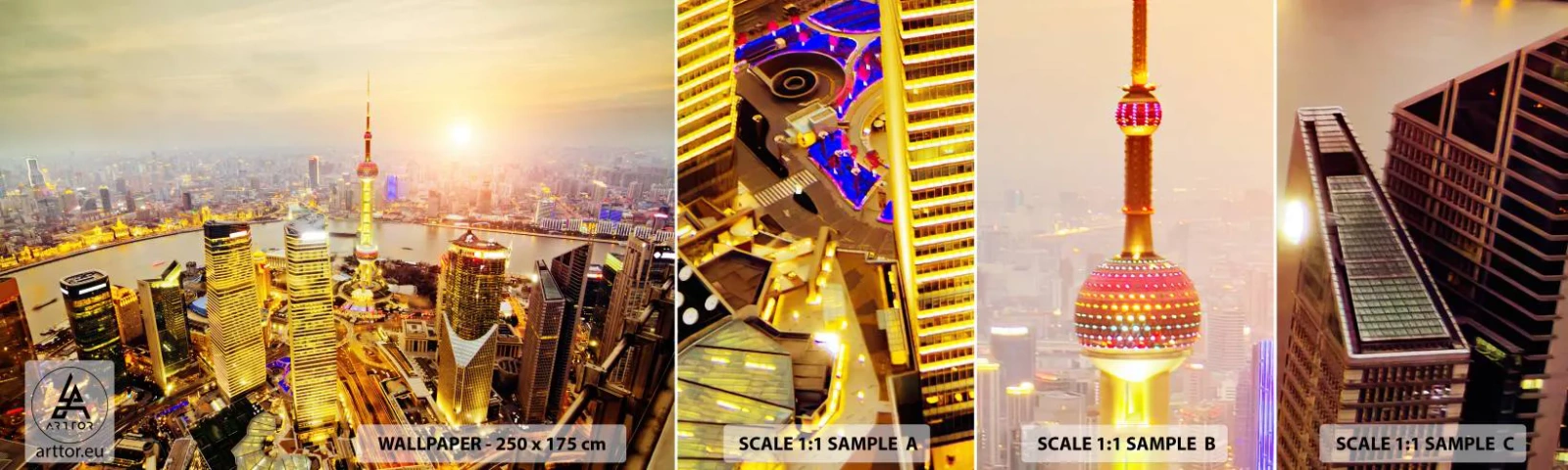 Fotobehang Monster Zelfklevend Deluxe Sticker - Aziatische droom - Stad, Landschap, Architectuur - 100x30 cm