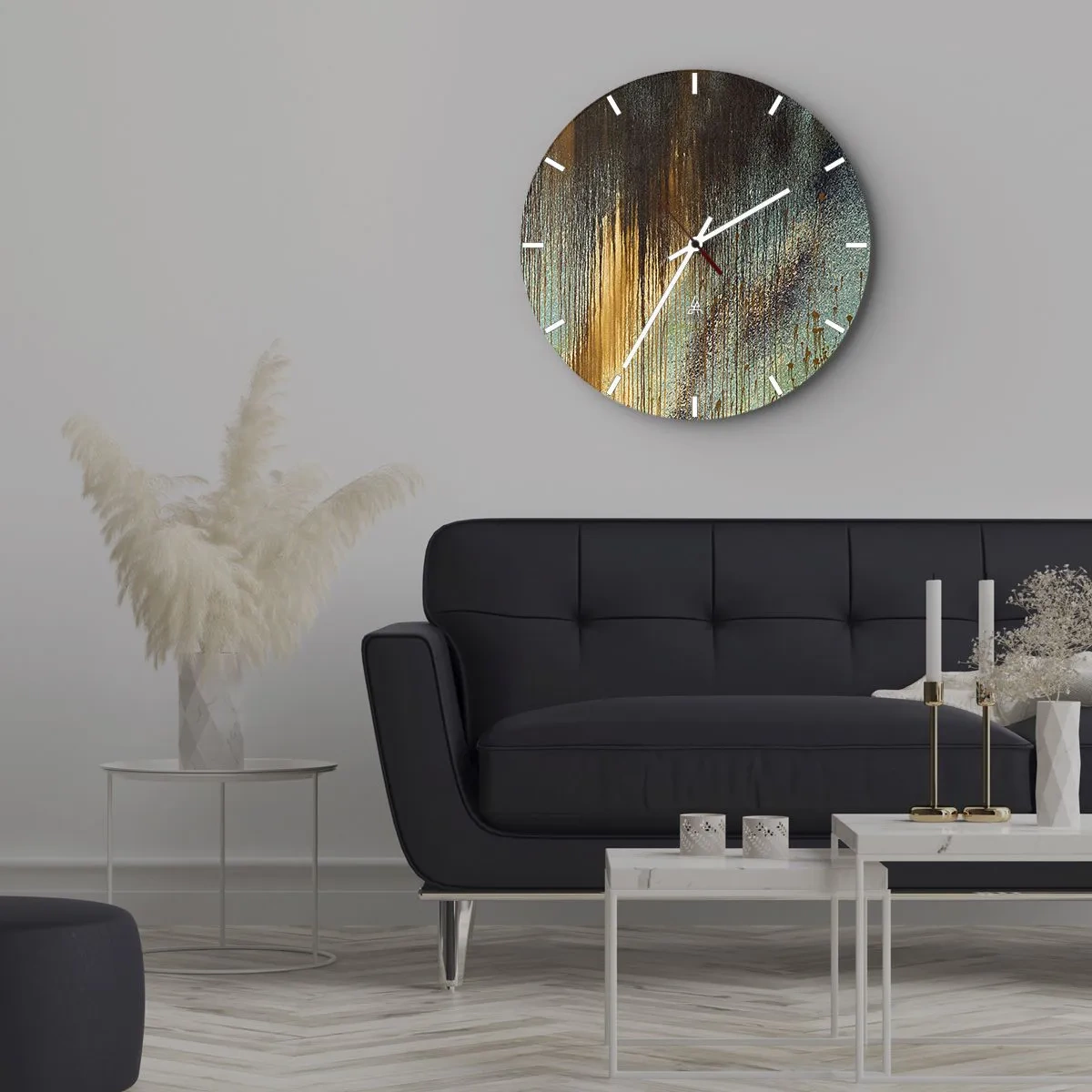 Wandklok - Klok - Een niet toevallig kleurrijke compositie - 40x40 cm