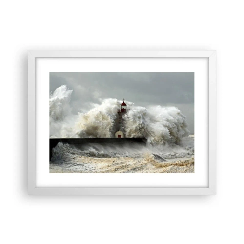 Poster in een witte lijst - De woede van de oceaan - 40x30 cm