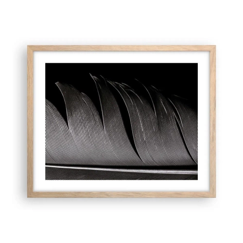 Een poster in een licht eiken lijst - Een veer - prachtig ontwerp - 50x40 cm