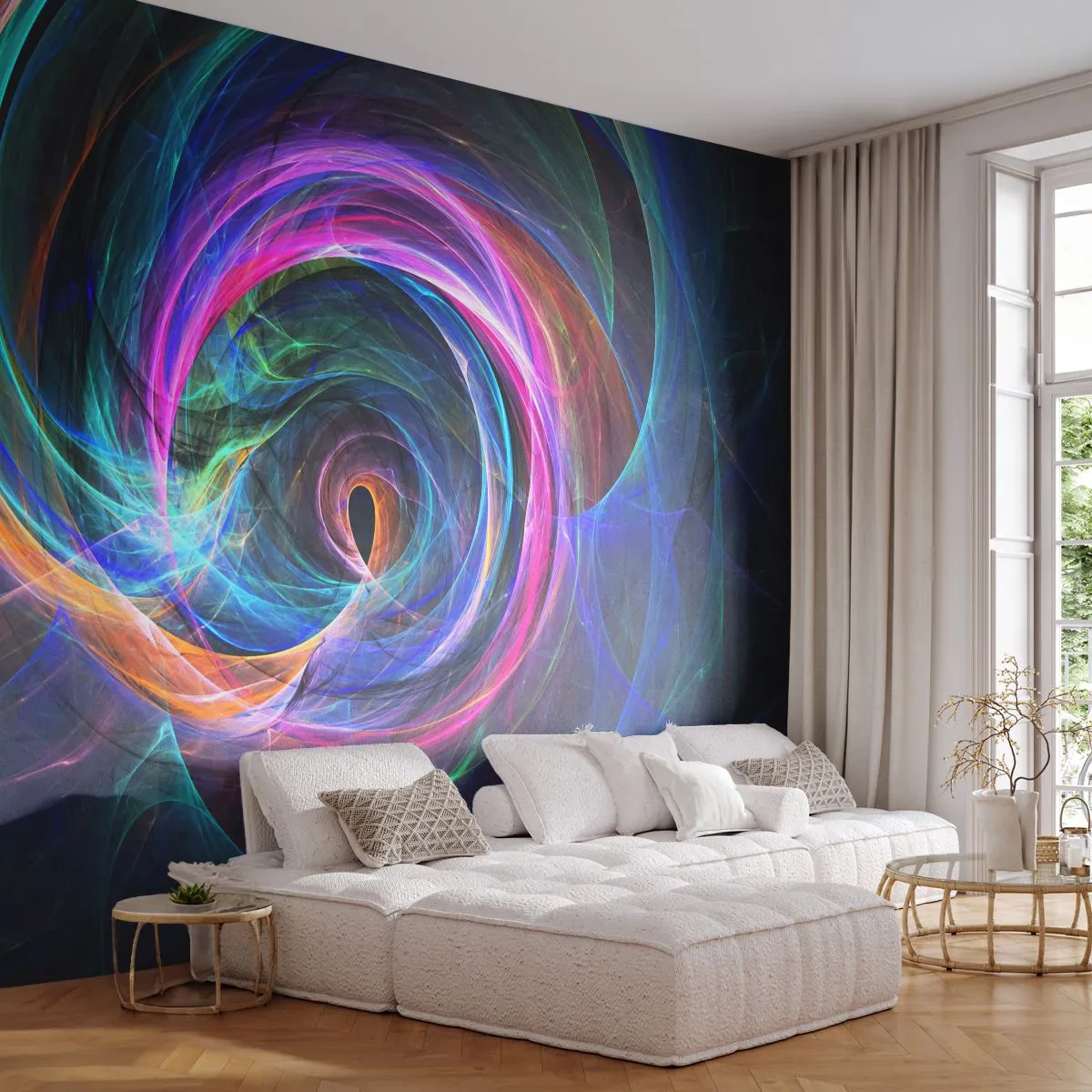 Fotobehang Standard Eco - Waar breng je me heen? - Abstractie, Deel, Draaikolk - 400x280 cm