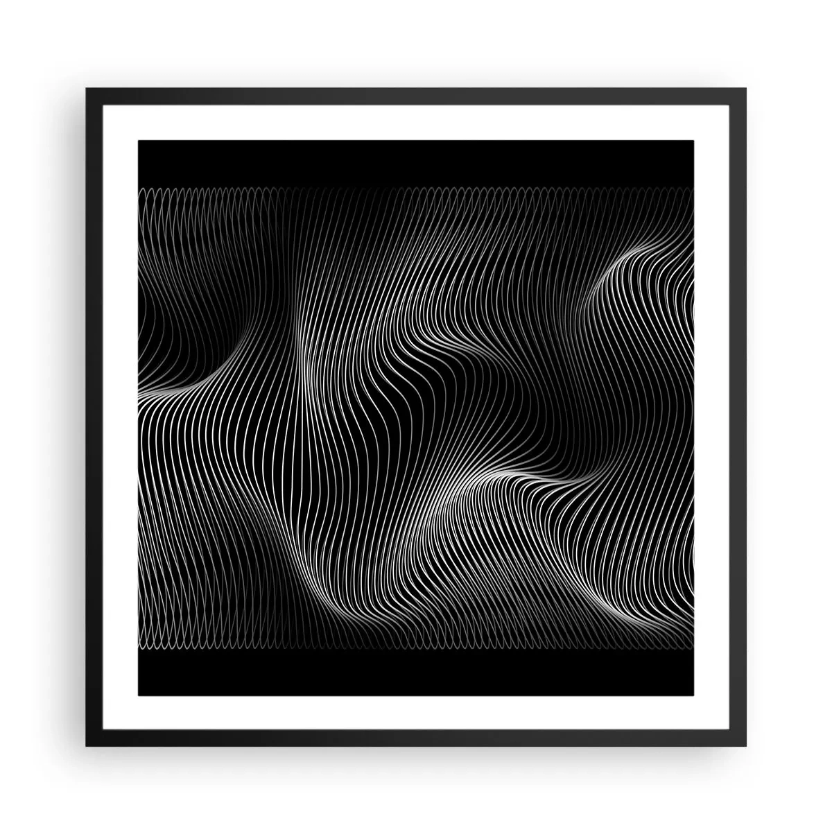 Poster in een zwarte lijst - Dans van licht in de ruimte - 60x60 cm
