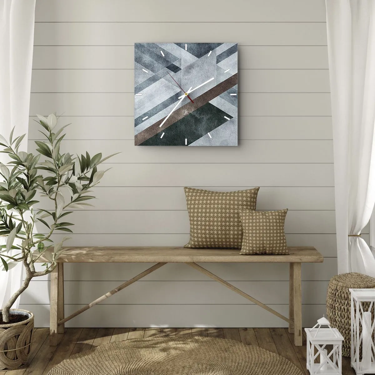 Wandklok - Klok - Verfijnde elegantie van geometrie - 30x30 cm