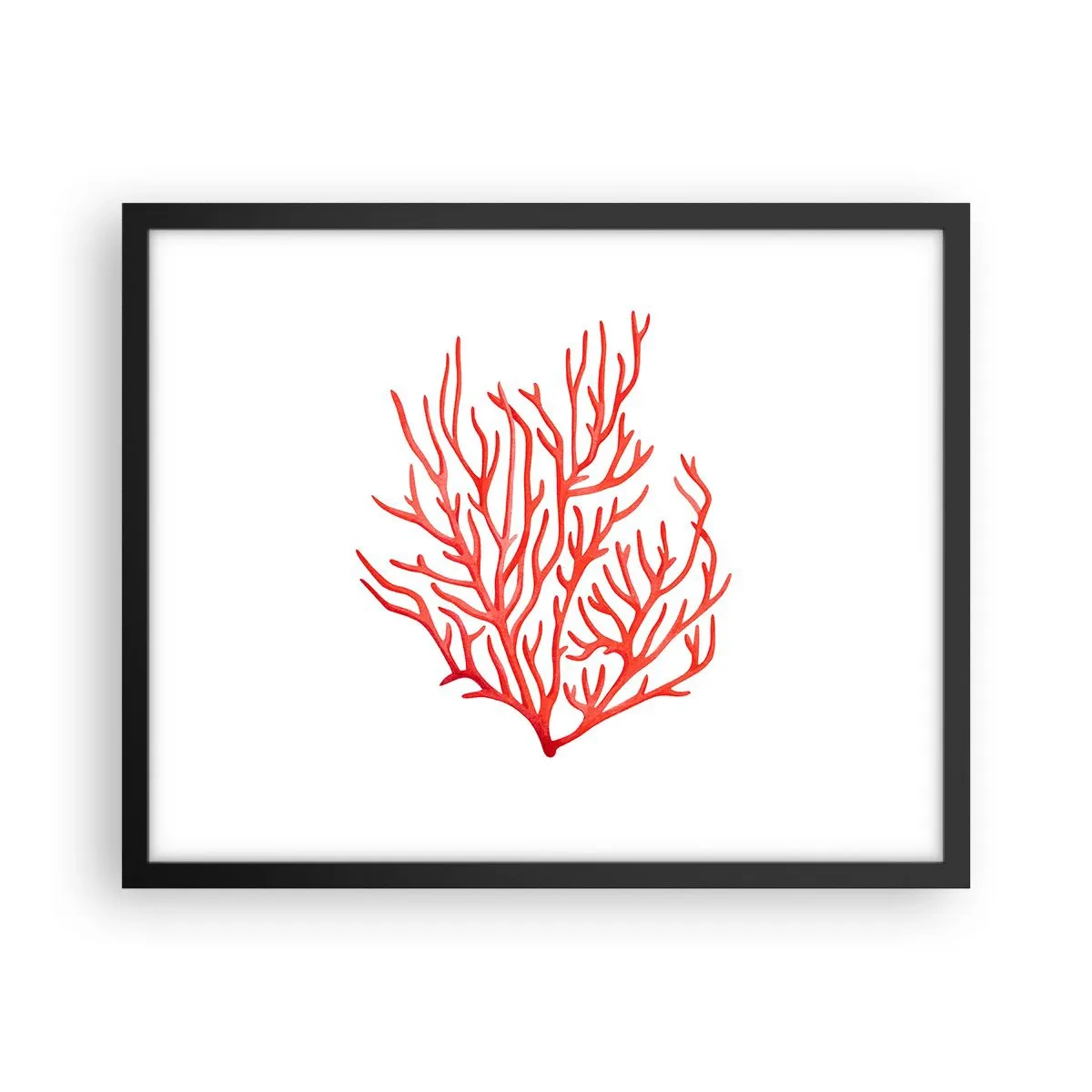 Poster in een zwarte lijst - Koraal filigraan - 50x40 cm