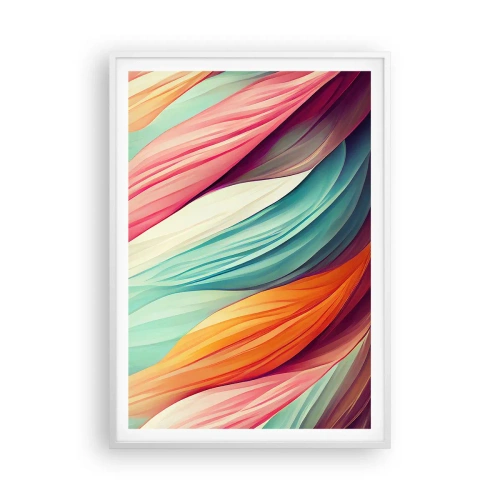 Poster in een witte lijst - Regenboog geweven - 70x100 cm
