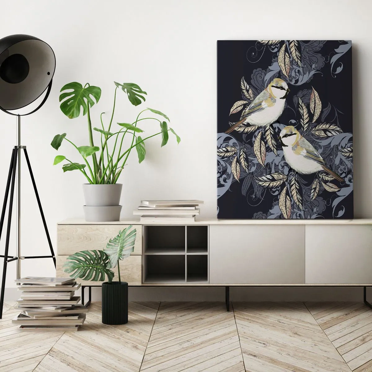 Schilderen op canvas - Geel-blauwe triller - 45x80 cm