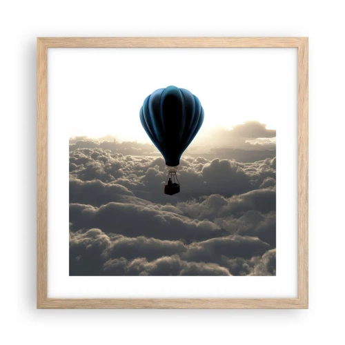 Een poster in een licht eiken lijst - Een zwerver boven de wolken - 40x40 cm