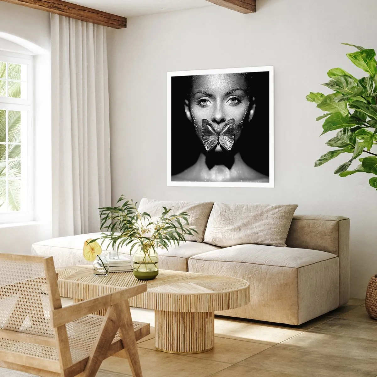Poster - Vlinder kus - 60x60 cm