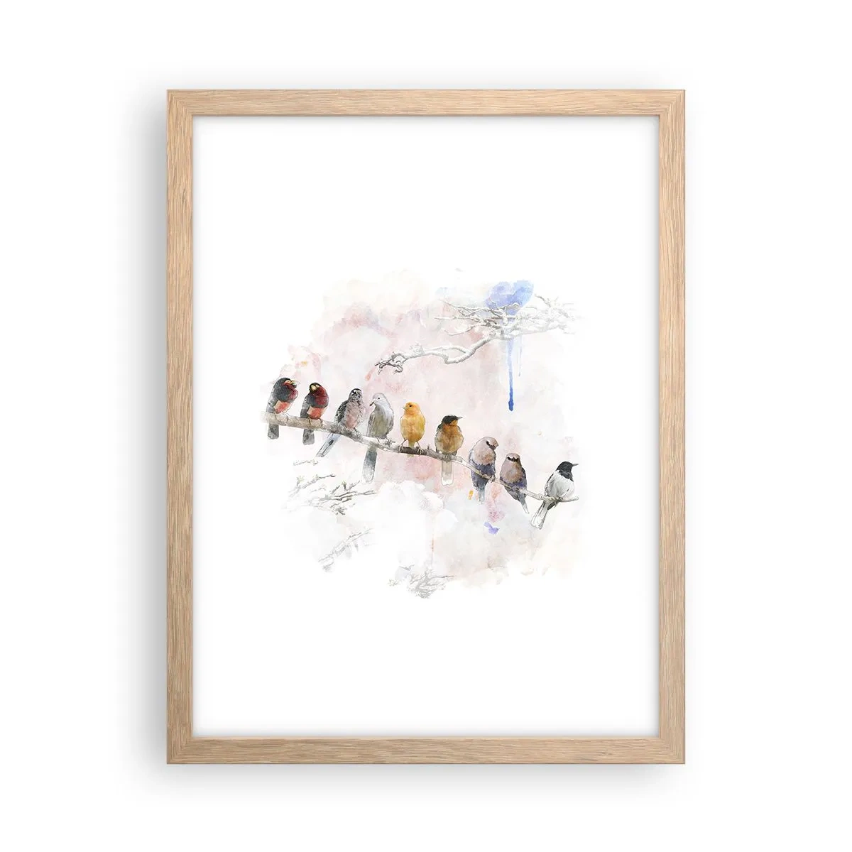 Een poster in een licht eiken lijst - Gevleugelde ontmoeting - 30x40 cm