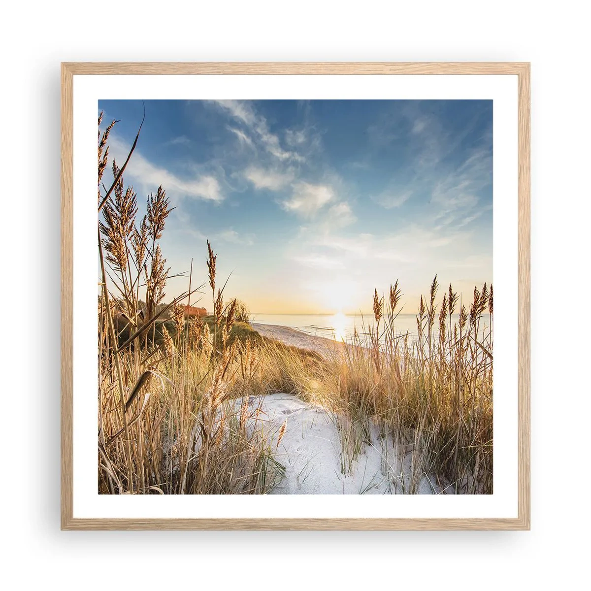 Een poster in een licht eiken lijst - Noord strand - 60x60 cm