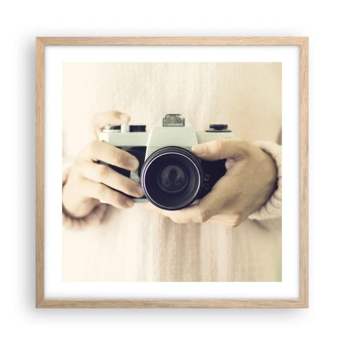 Een poster in een licht eiken lijst - Om meer te zien... - 50x50 cm