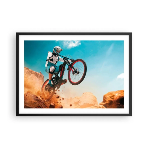 Poster in een zwarte lijst - Fiets waanzin demon - 70x50 cm