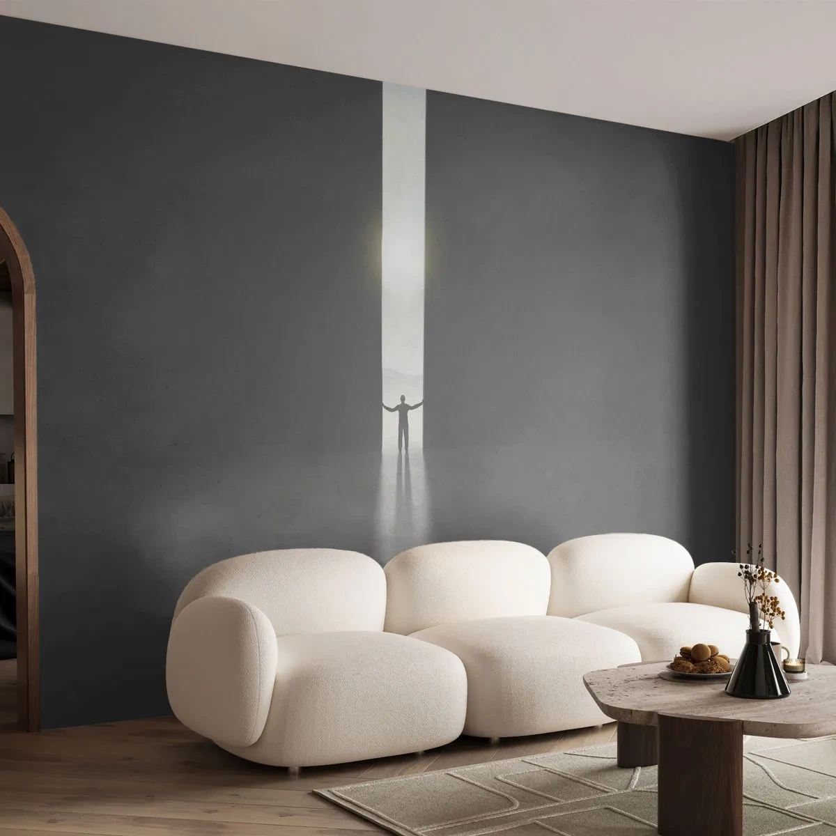 Zelfklevend Fotobehang Deluxe Sticker - Een stap naar een mooie toekomst - Abstractie, Man, Deel - 500x350 cm