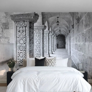 Fotobehang Premium Canvas - En waar naar toe….? - Architectuur, Deel, Zwart en wit - 400x280 cm