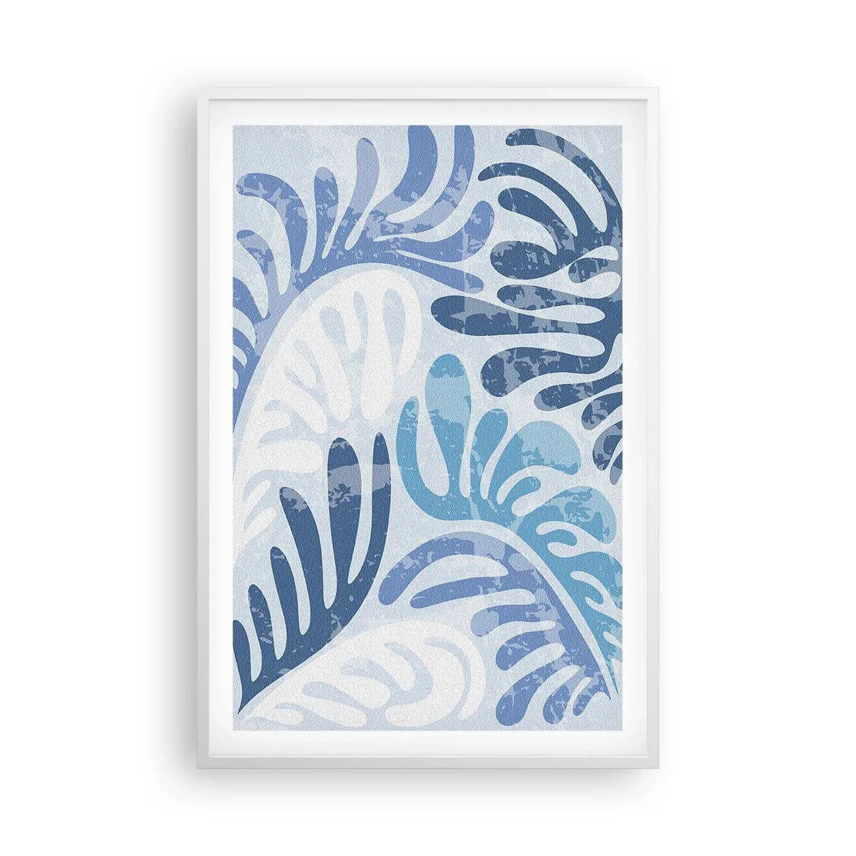 Poster in een witte lijst - Blauwe varens - 61x91 cm