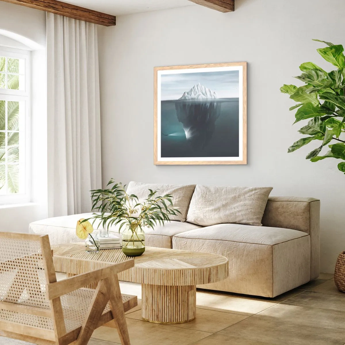 Een poster in een licht eiken lijst - Onderwater mysterie - 40x40 cm