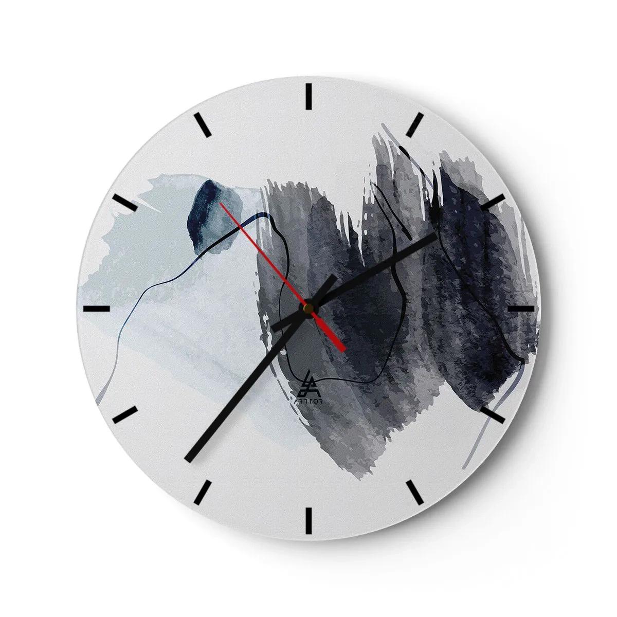 Wandklok - Klok - Donkerblauwe aquarelvlekken op een lichte achtergrond - 30x30cm - Intensiteit en beweging - Moderne wanddecoratie voor woonkamer, keuken en slaapkamer ARTTOR