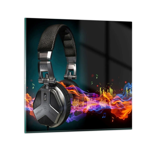 Schilderen op glas - In vuur en vlam van muziek - 40x40 cm