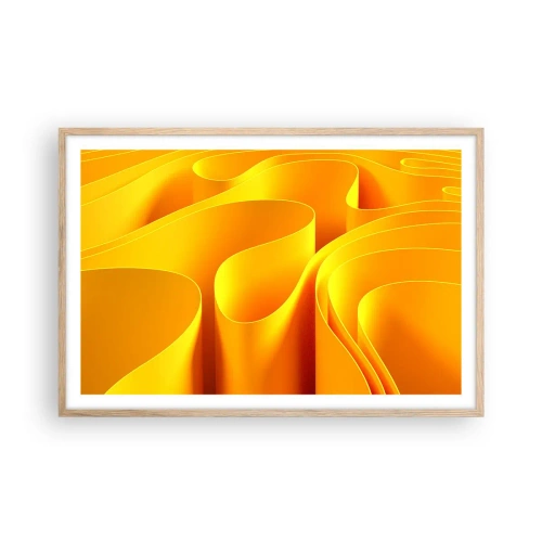 Een poster in een licht eiken lijst - Als de golven van de zon - 91x61 cm