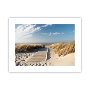 Poster - Achter het duin, in het ruisen van gras - 40x30 cm