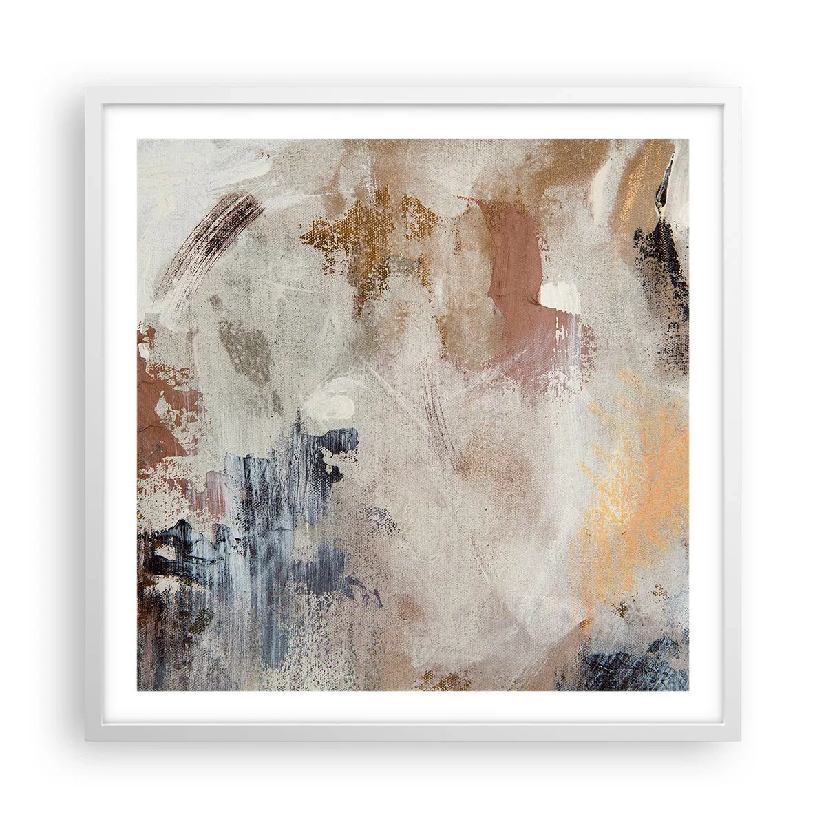 Poster in een witte lijst - Mistige abstractie - 60x60 cm